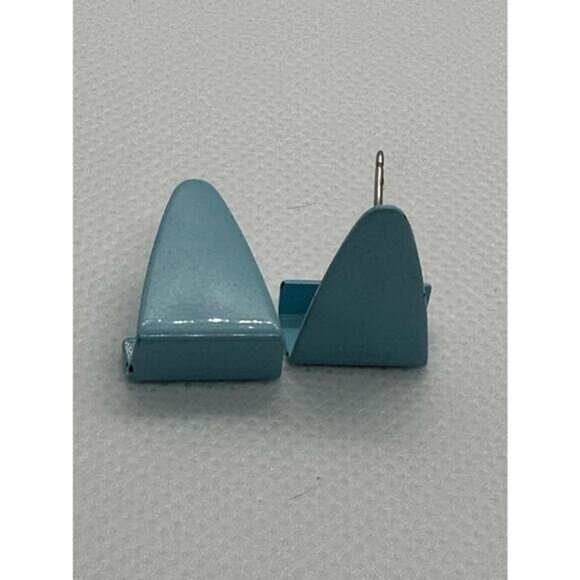 Triangle Geometry Baby Blue Pierced Post Back Stud Earrings - Picture 10 of 10